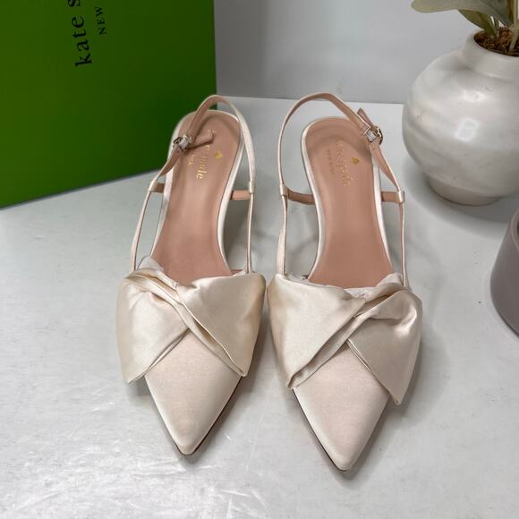 Kate Spade Marseille Kitten Heels Slingback Ivory Bridal Women's 9.5B - Picture 5 of 11